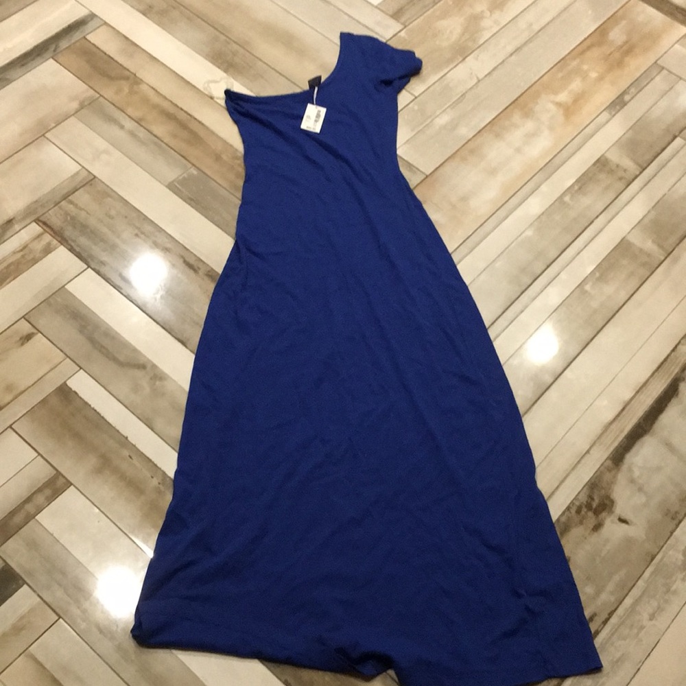 One shoulder maxi cobalt dress s NWT